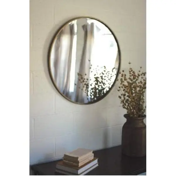 Round Brass Metal Framed Mirror