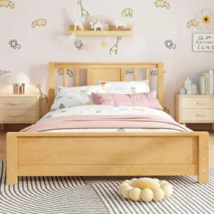 Bellemave  Twin Size Platform Bed Frame with Headboard, Solid Wood Low Profile Platform Bed Frame, Floor Bed with Support Slats