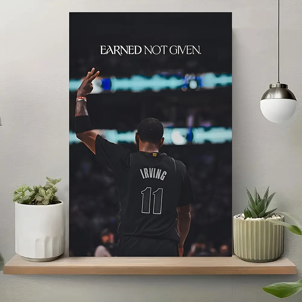"Earned Not Given" Basketball Canvas Wall Art Quotes Print - Creative Design Print Decoration for Bedroom, Home Gym (Juneteenth, Canada Day Themed)