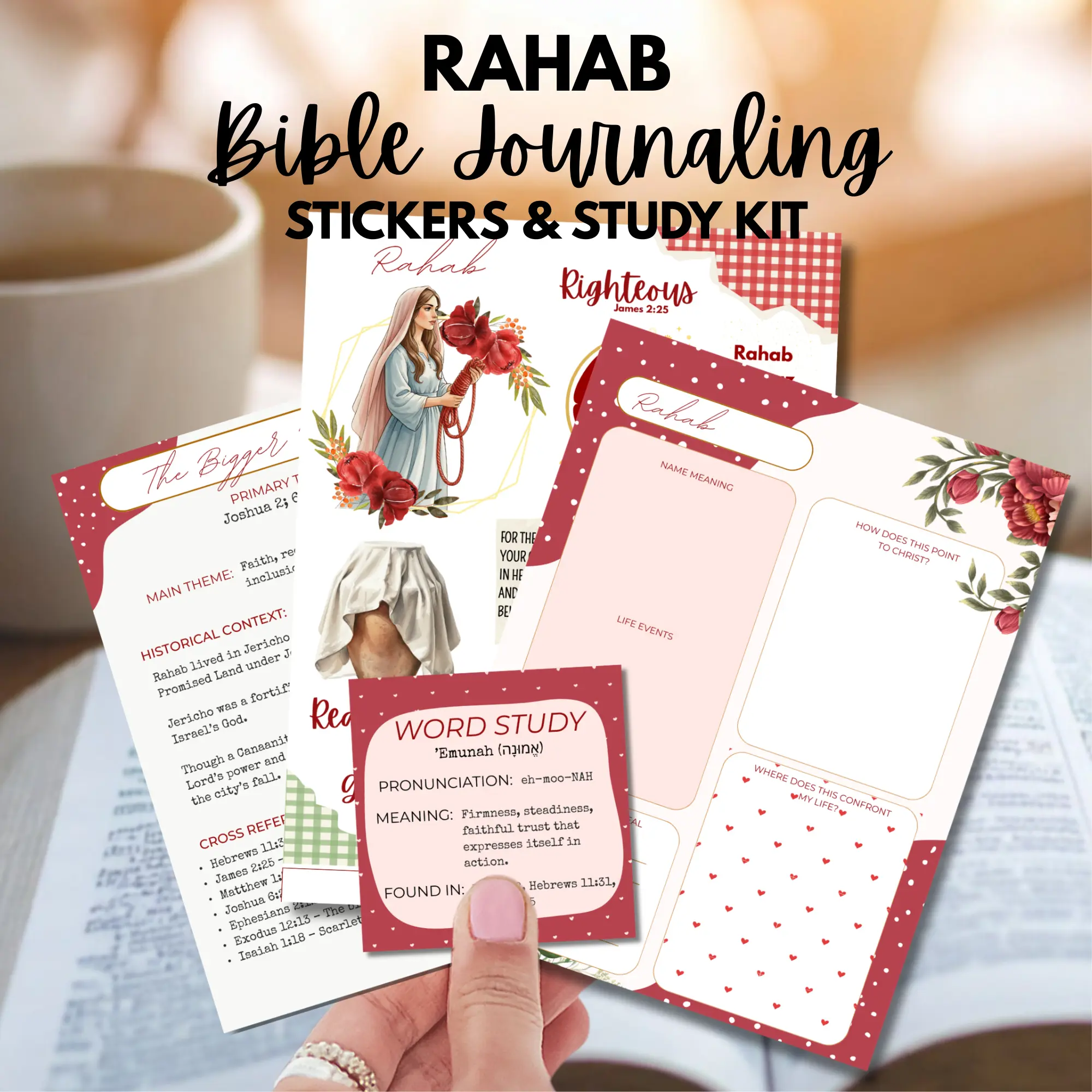 Rahab Bible Journaling Sticker Sheet Christian Scrapbooking Stickers Women of the Bible Faith Scripture Study for Beginners
