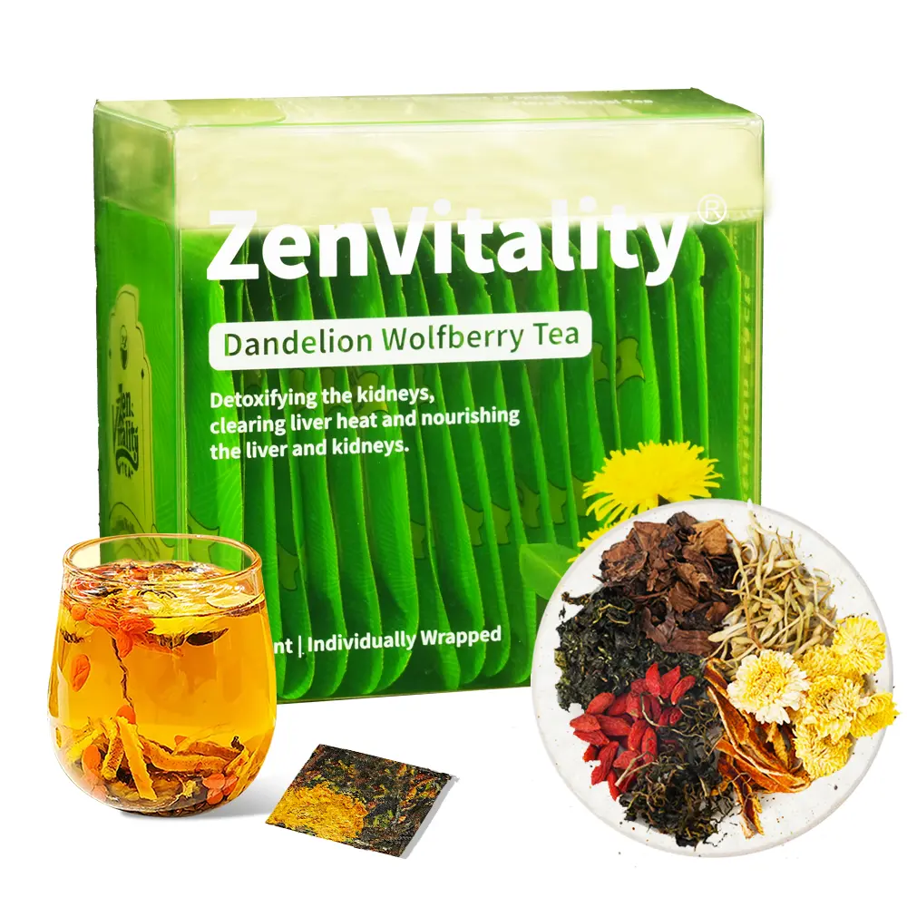 Dandelion Wolfberry Tea – Natural 7-Herb Blend, 15 Individually Wrapped 5g Pressed Tea Cakes