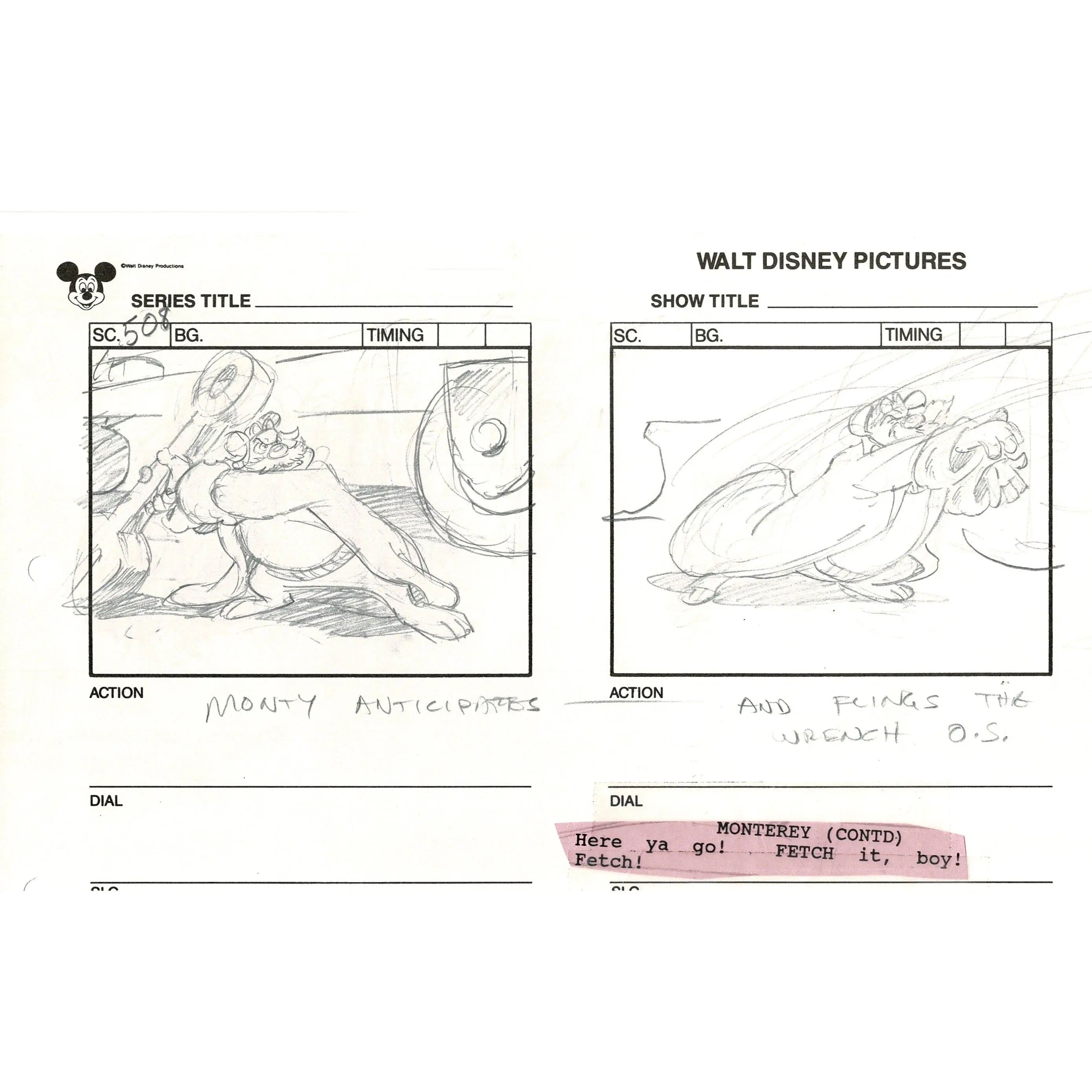 Chip n Dale Rescue Rangers Original Production Animation Storyboard Walt Disney FIRST EPISODE 1988 A130