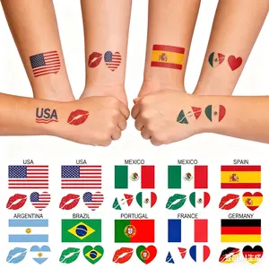 10Pcs Face Tattoo Stickers, Waterproof Soccer Flag Temporary Tattoos, Party Decor Accessories for Football Fans Game Day