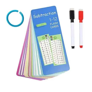 Cross-Border Flashcards 15 Math Subtraction Number Cards Erasable Reusable Learning Cards Educational Toy Set with Two Pens and One Ring
