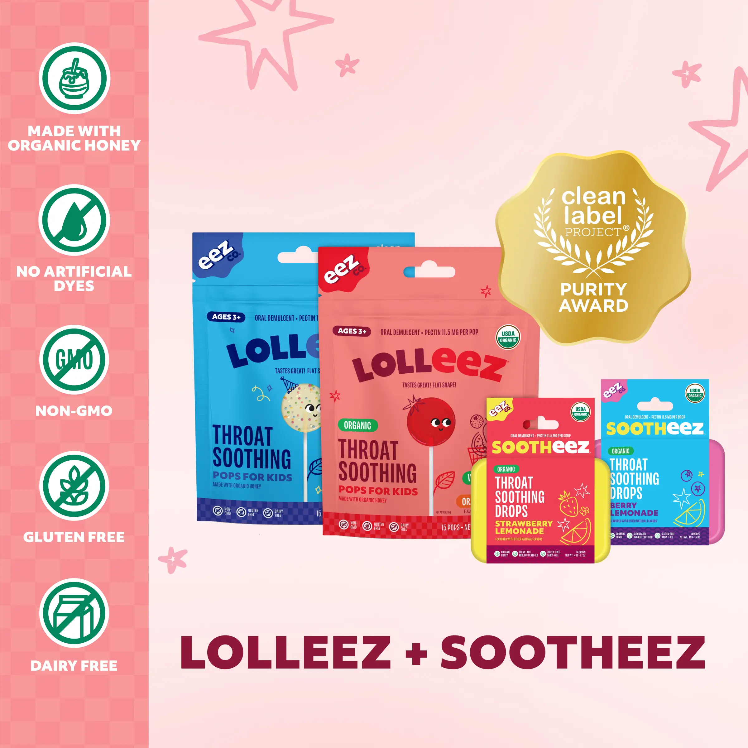 Lolleez & Sootheez Throat Soothing Bundle for Kids & Adults (4