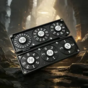 6 in 1 Metal DND Dice Set Spinner Dice Subitable for Dungeons & Dragons in Magnetic Iron Box Gold Dragon Design
