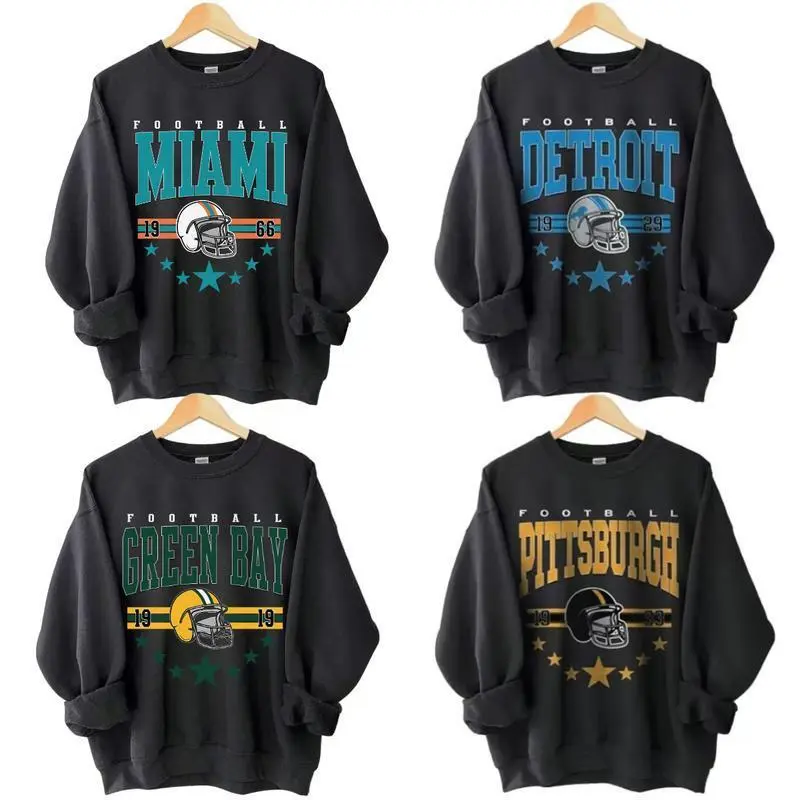Vintage 90s All Team Football Black Color Sweatshirt, Retro 1960s Cowboy Game Day Shirt, Unisex Football Fan Gift Shirt, Gift Fan Sport Menswear Crewneck Fabric