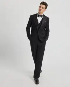 Express Slim Black Performance Stretch Wool-Blend Tuxedo Jacket