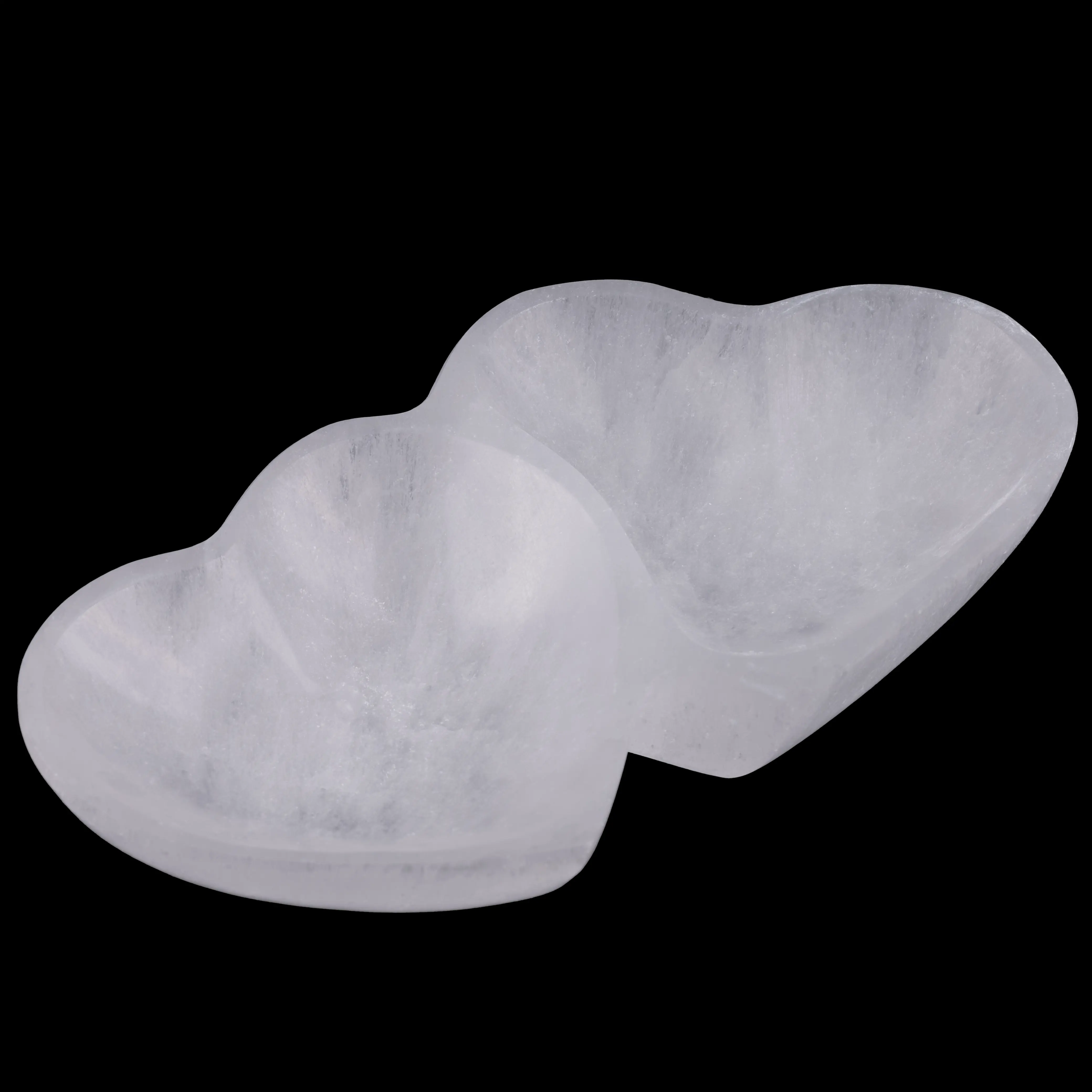 Selenite Bowl Double Heart, Selenite Crystal Cleansing Bowl, Healing Crystals & Stones, Spiritual Crystal Decor
