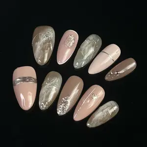 M007, Medium Length Crazy Bee Press-on Nails, Handmade by Nail technicians , Acrylic, Nail Art, Nail Care, Manicure, Daily