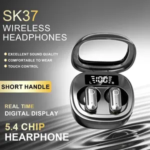 TWS Wireless Bluetooth Headphones with Mic Earbuds  Mini and Short Handle Design Sport Waterproof Headsets HiFi Music Earphones,for Exercise,Work
