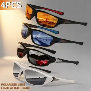 4 Pairs Unisex Lightweight Sports Glasses – UV400 Protective Eyewear with Anti-Glare Lens and Flexible Frame, Perfect for Driving, Cycling, Fishing, Hiking, Skiing, and Daily Outdoor Activities, Stylish Gift for Men and Women Vintage fall sunglass ses