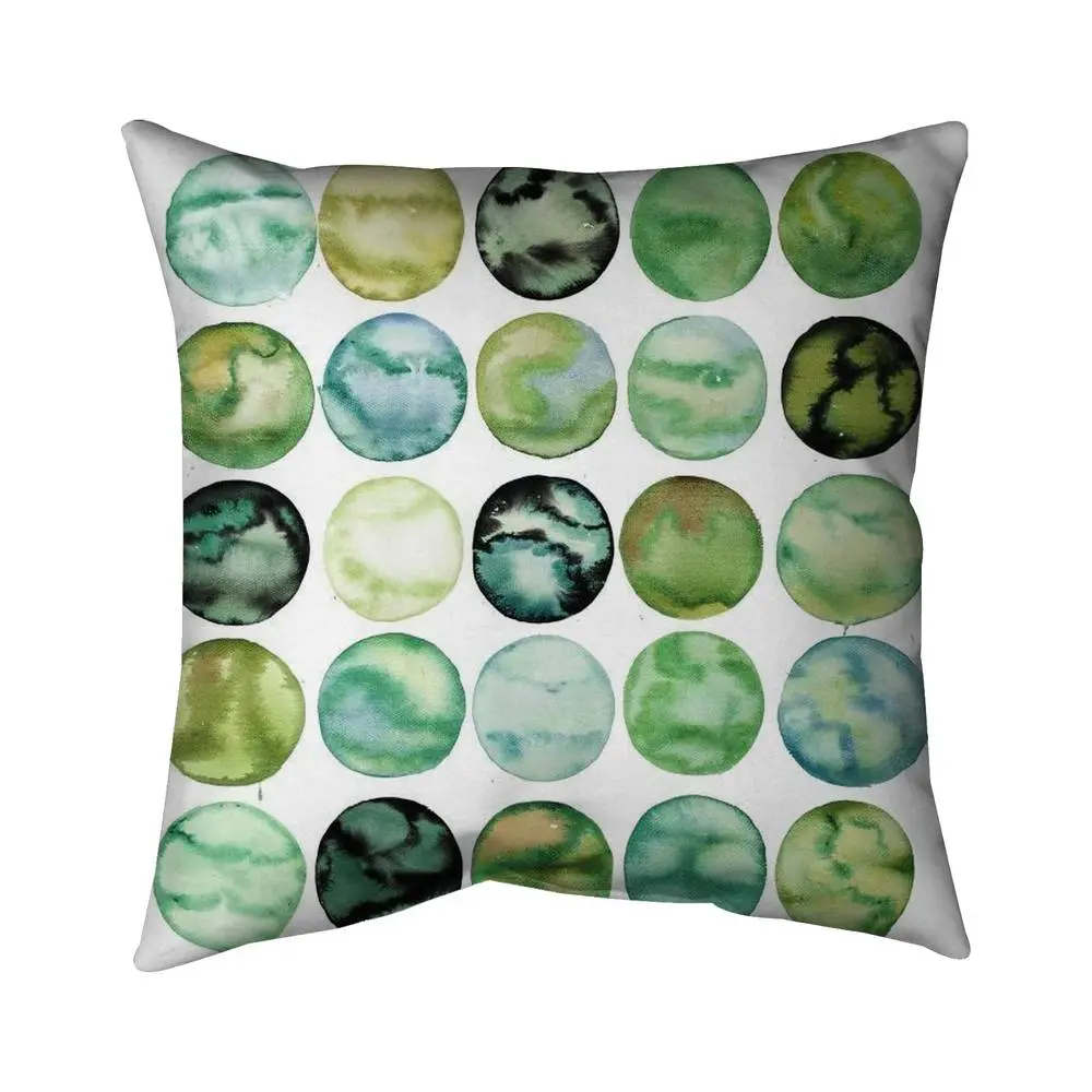 Begin Home Decor 5541-1616-AB73 16 x 16 in. Green Circles Pillow - Minimalist Home Decor - Modern Accent