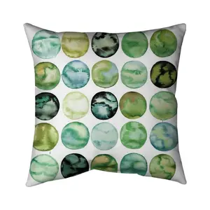 Begin Home Decor 5541-1616-AB73 16 x 16 in. Green Circles Pillow - Minimalist Home Decor - Modern Accent