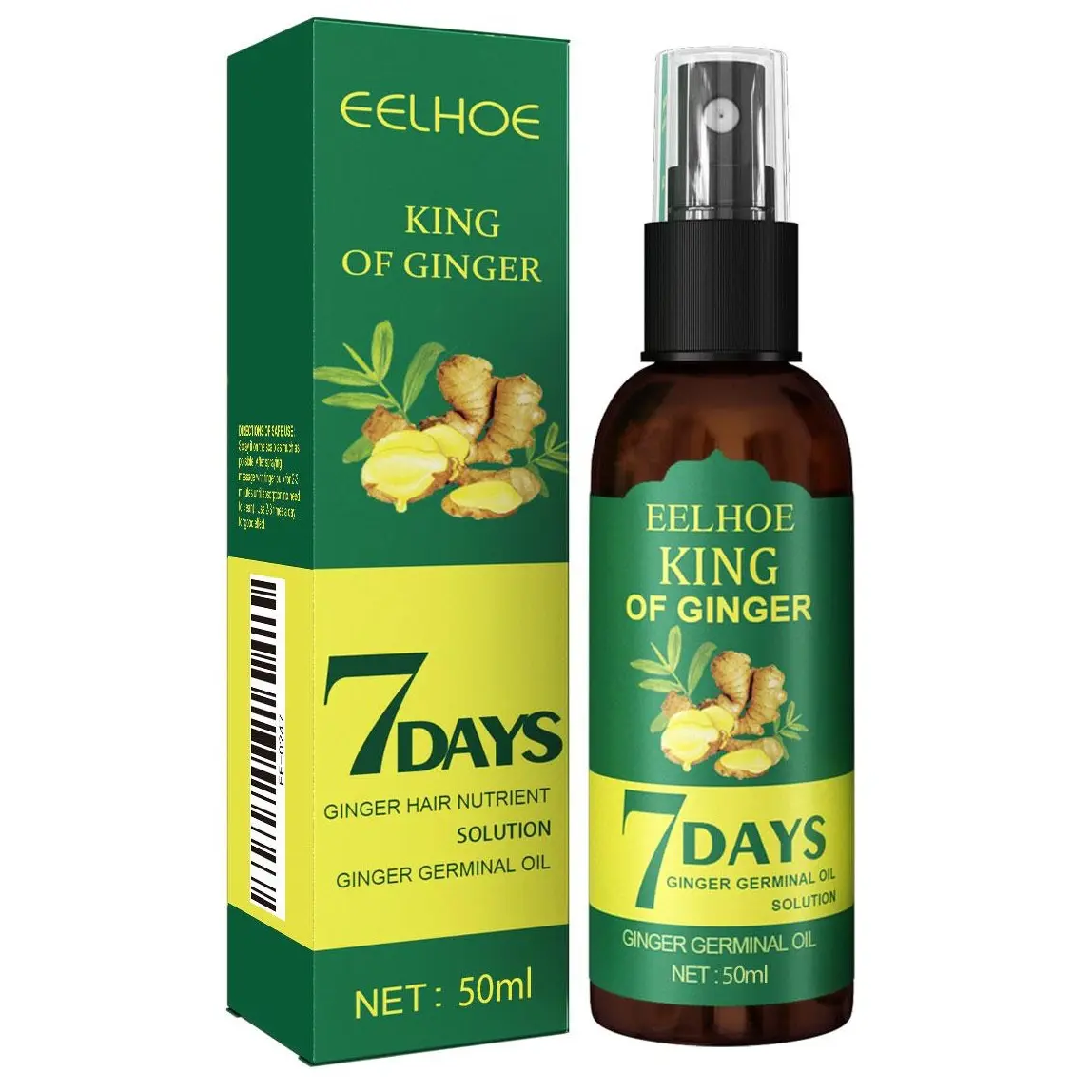 Ginger & Biotin Hair Growth Oil Serum - 7-Day Nourishing Scalp Massage Treatment, Fast Regrowth Booster, Moisturizing Unisex Daily Formula for All Hair Types
