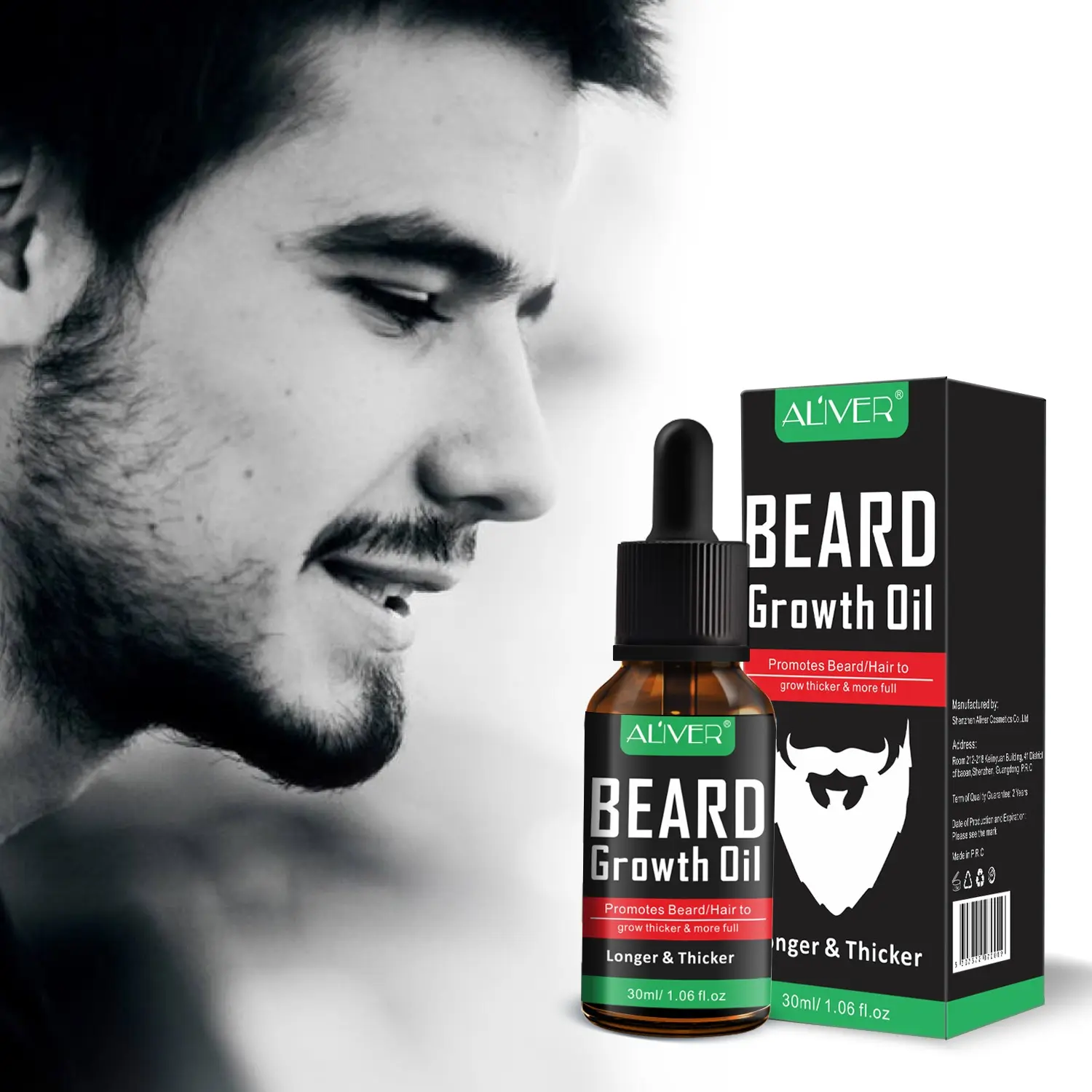 Aliver Mustache Growth Serum 30ML, Beard Oil Promotes Enhanced Hair Density, Natural Ingredients for Stronger Beards, Ideal for Men Seeking Thicker and Fuller Facial Hair, Hair Care