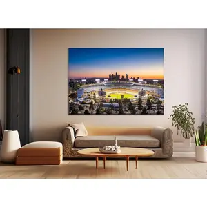 Sunset over Dodger Stadium Canvas Wall Art, Dodger Stadium Framed Art