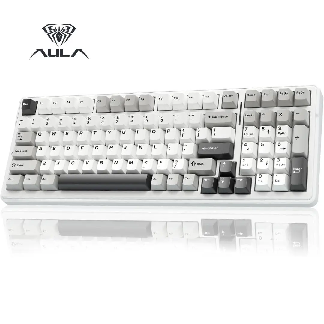 AULA F99 Wireless Mechanical Gaming Keyboard, Full Size Numpad Tri-Mode BT5.0/2.4GHz/USB-C Gasket Structure Hot Swappable, Pre-lubed Linear Switches, RGB Backlit Comic Style Gasket Structure Keyboard for Office Computers