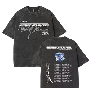 Chase Atlantic Lost in Europe and UK Tour 2025 Album Vintage Washed T Shirts Men Hip Hop Gothic Short Sleeve T-shirts Streetwear