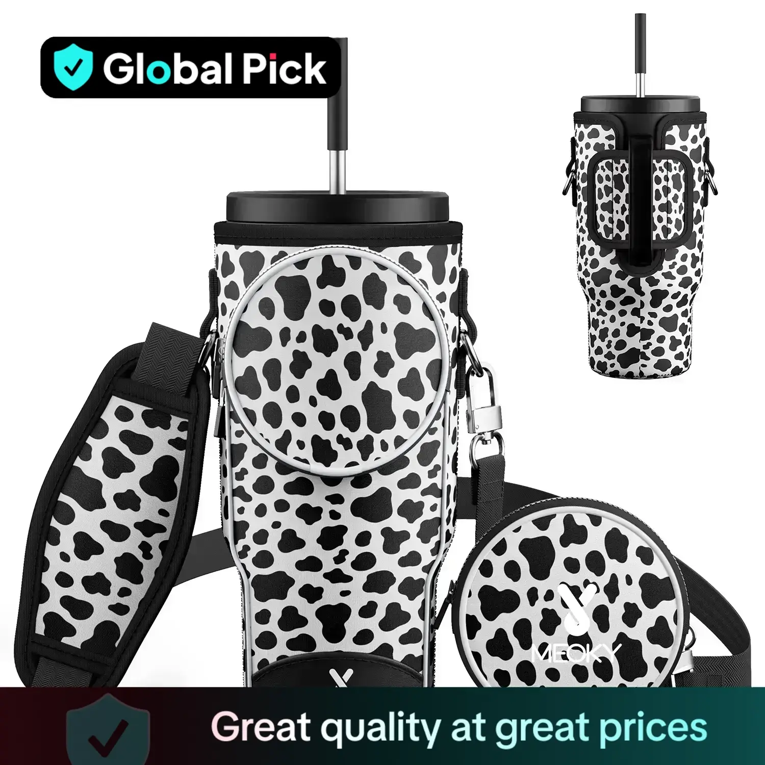 Leopard Pattern Water Bottle Bag, 1 Count Stylish Portable Water Bottle Storage Bag with Adjustable Shoulder Strap, Drinkware Accessories for Outdoor
