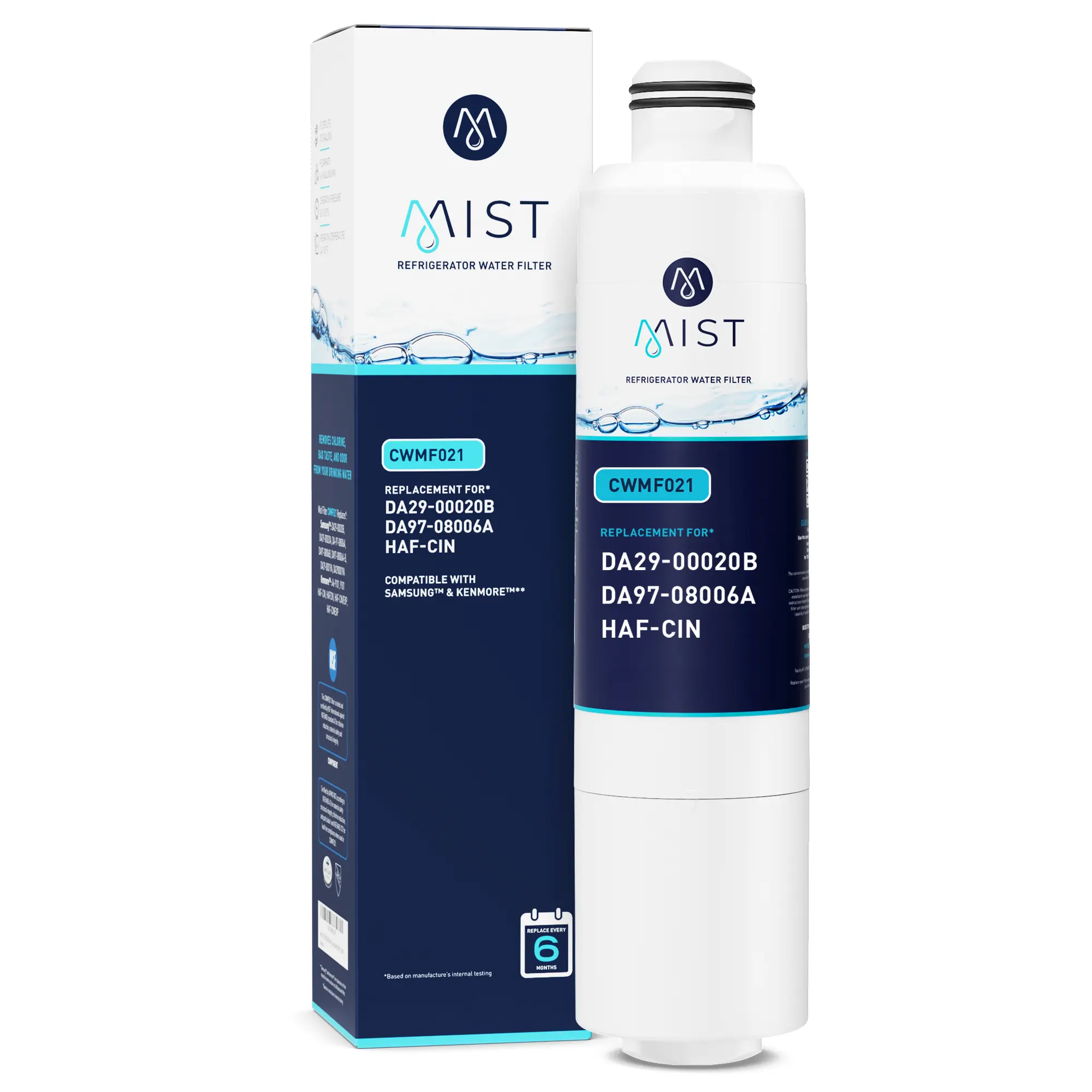 Mist HAF-CIN/EXP Refrigerator Water Filter Replacement for Samsung DA29-00020B, DA29-00020A, Kenmore 46-9101 – NSF 42 & 372 Certified