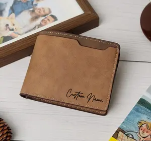 Custom Name, Logo, Photo, Personality Personality Handmade Wallet – Laser Engraved on Leather. Bold, unforgettable gift for your lover, father,