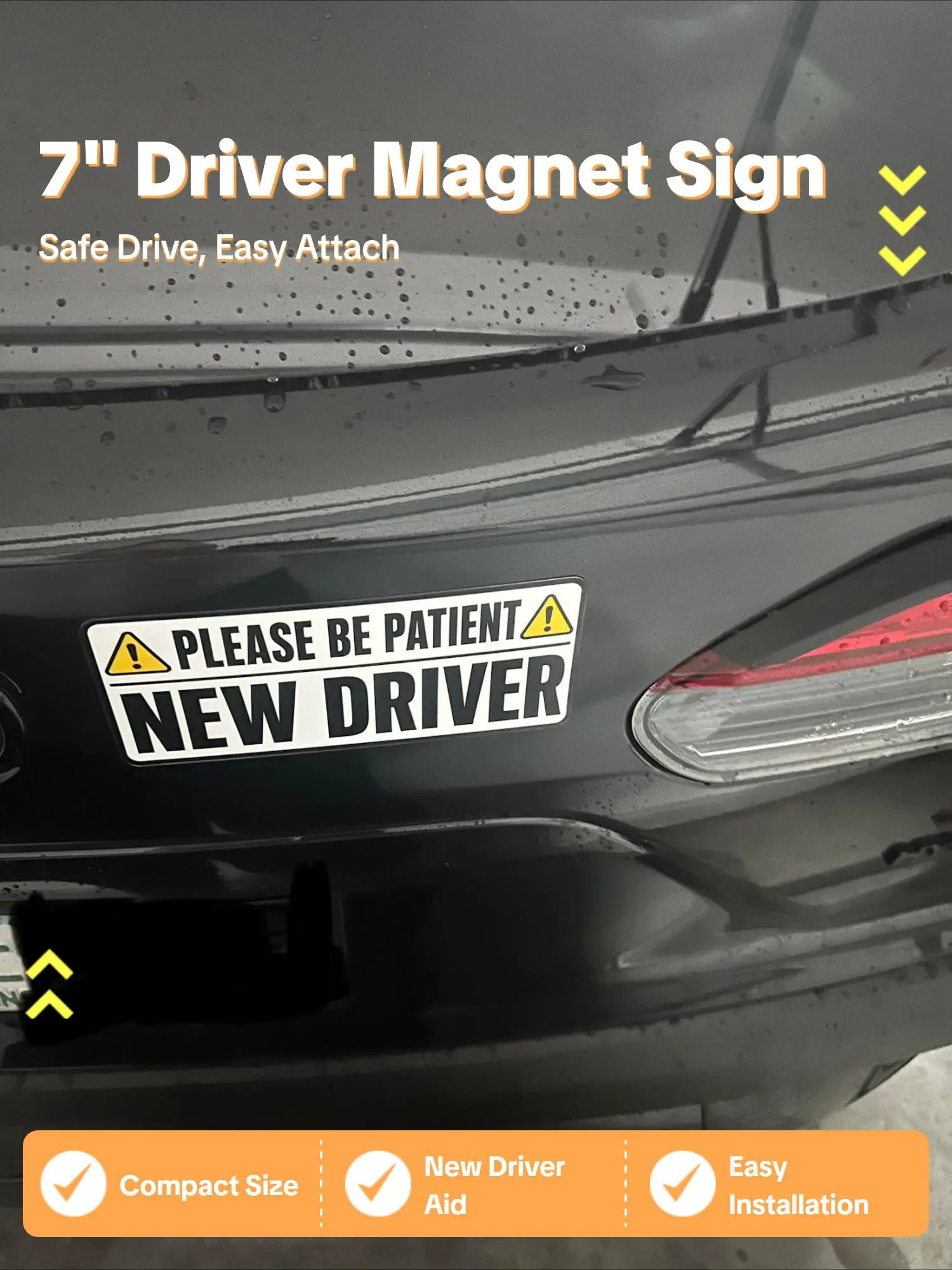 7" Long New Driver Precaution Magnet Sign, Compact Easy-Attach Car Accessory, Versatile Car Accessories for Safe Driving, Ideal for Various Vehicle Models, Accessories For Car