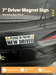 7" Long New Driver Precaution Magnet Sign for Cars Compact Size Easy to Use Versatile Application Ideal for Various Car Models Safe Drive Easy Attach