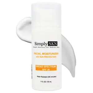 Simply SKN Facial Moisturizer with Sun Protection - Broad Spectrum SPF 30 Sunscreen - Moisturizing For Women and Men - Travel Size - 1.0 oz Skincare