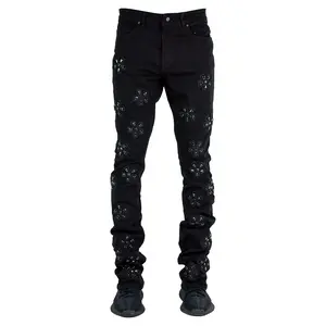 "Crystal" Stacked Denim - Jet Black