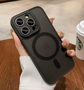 Clear Magnetic Protective Case for iPhone with 9H HD Diamond Camera Cover iphone 16 pro max case