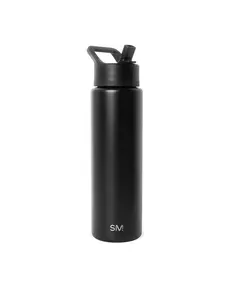 Simple Modern Water Bottle with Straw Lid | Vacuum Insulated Stainless Steel Metal Thermos | Reusable Leak Proof BPA-Free Flask for Sports Gym | Summit Collection | 30oz, Midnight Black
