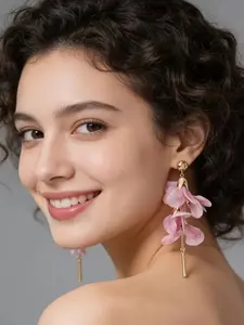 Women Floral Tassel Earrings, Floral Pattern Bohemian Long Drop Dangle Design, Lightweight Statement Jewelry, Perfect for Beach Vacations & Gifts