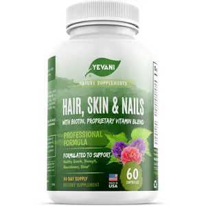 YEVANI Hair, Skin & Nails Vitamins with Biotin 5000mcg - Advanced Beauty Formula for Hair Growth Support, Strong Nails & Radiant Skin - 60 Capsules