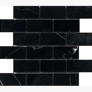 Nero Marquina 2×4 Brick Polished/Honed Marble Mosaic