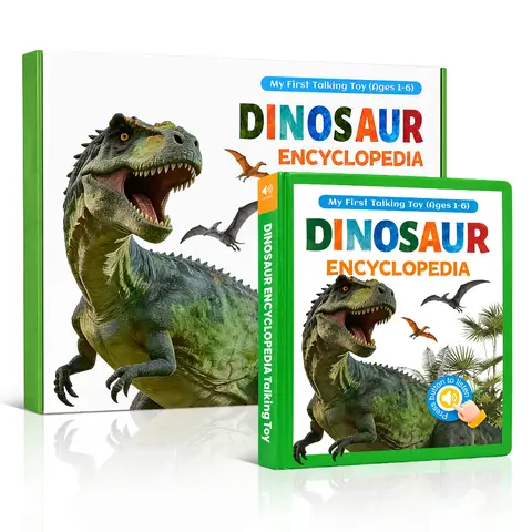 Kids' Rechargeable Prehistoric Talking Dinosaur Encyclopedia Toy Book - Unisex, Tear-Resistant Pages, Touch Interface, 100+ Entries, 400+ Interactive Sounds, Engaging Narration & Activities, Educational Language Toy, Cool Gifts for Toddlers Ages 1-6