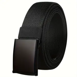 Men's Plus Size Comfort Stretch Nylon Belt - Black, Adjustable up to 75 Inches for Big & Tall
