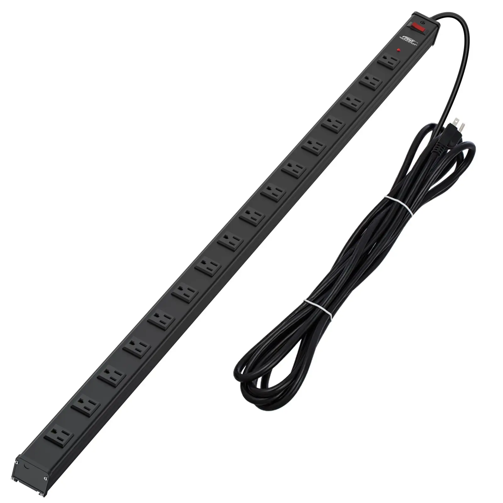 CRST 2.6" Wide Space 16 Outlets Mountable Metal Long Power Strip Surge Protector, 6FT/15FT Power Cord, 1800 Joule Protection, Mount Brackets included, ETL Listed