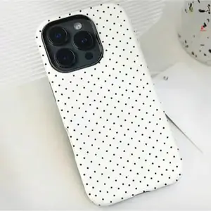 Polka Dot Pattern Beautiful Fashion Two-In-One Membrane Shell - Sturdy Double Protective Shell, Matte Feel All-Inclusive Mobile Phone Case Durable, Shock Absorption And Fashion, Suitable For IPhone 16, 15, 14, 13, 12, 11, Plus, Pro, Max, Perfect Birthday