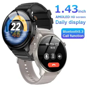 Wapik S7 smartwatch AMOLED constantly on display, 1.43-inch high-definition screen, call function, health management, heart rate, blood oxygen temperature detection, Bluetooth 5.3, iPhone&Android automatic pairing, IP68 waterproof