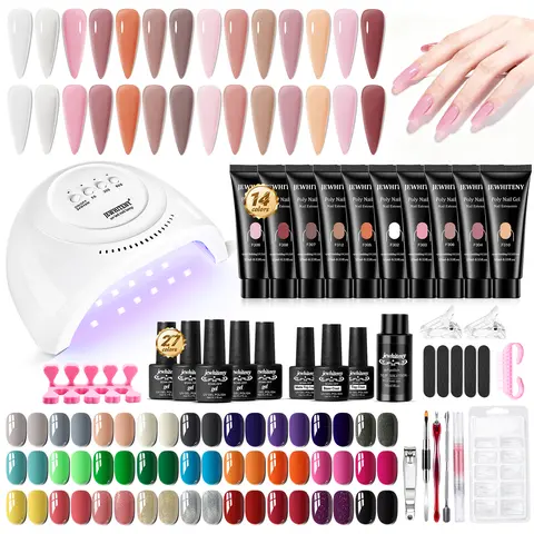 JEWHITENY  27 Colors Gel Nail Polish Kit 14 Colors Poly Gel Nail Kit With U V Light Suitable for all year round, diy nail art at home, gifts for women