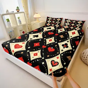 Poker Lover’s Fitted Sheet Set, Premium Bedding with Vintage Playing Card Print, Soft Cloud-Like Feel, Versatile for Bedroom Decor & Casino Nights