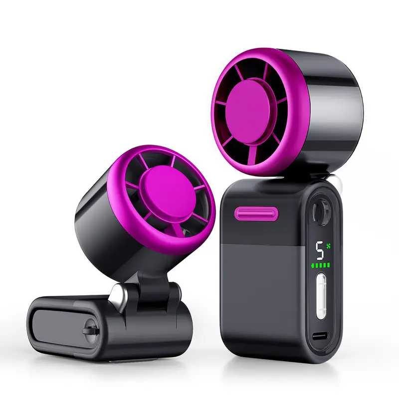 3-in-1 Portable USB Mobile Handheld Fan - Foldable, Compact, Lightweight, Cordless Rechargeable, 5 Speeds, Adjustable Speed, Anti-Slip Silicone Surface, Large Battery Capacity, Silent, Summer Essential for Outdoor Users, Office Use