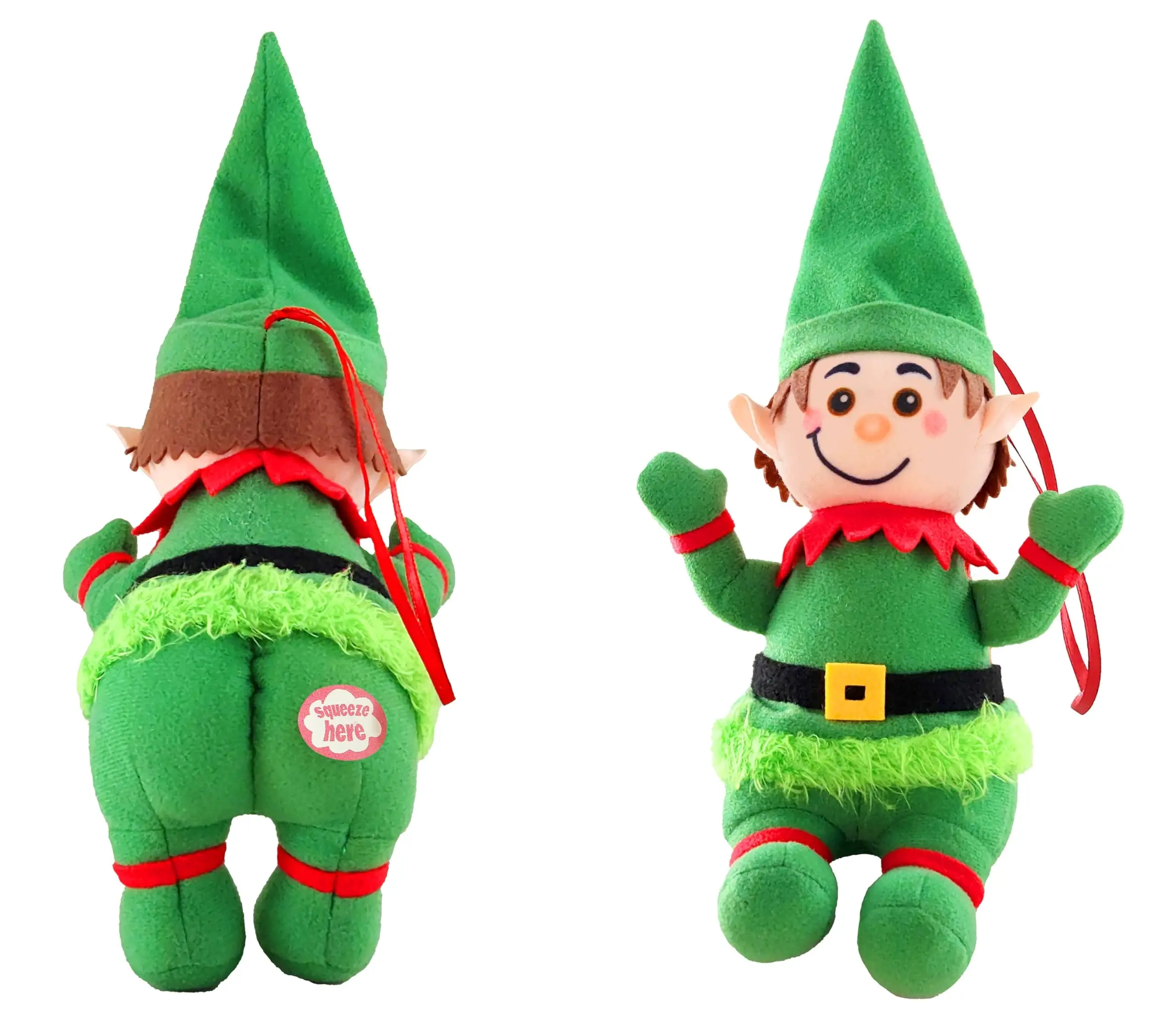 Farting Elf Christmas Ornaments-Funny Christmas Tree Decoration-Stocking Stuffer-Naughty But Nice Gag Gift-He Farts The Song Deck The Halls When You Press His Body-Measures 4x10 Inches