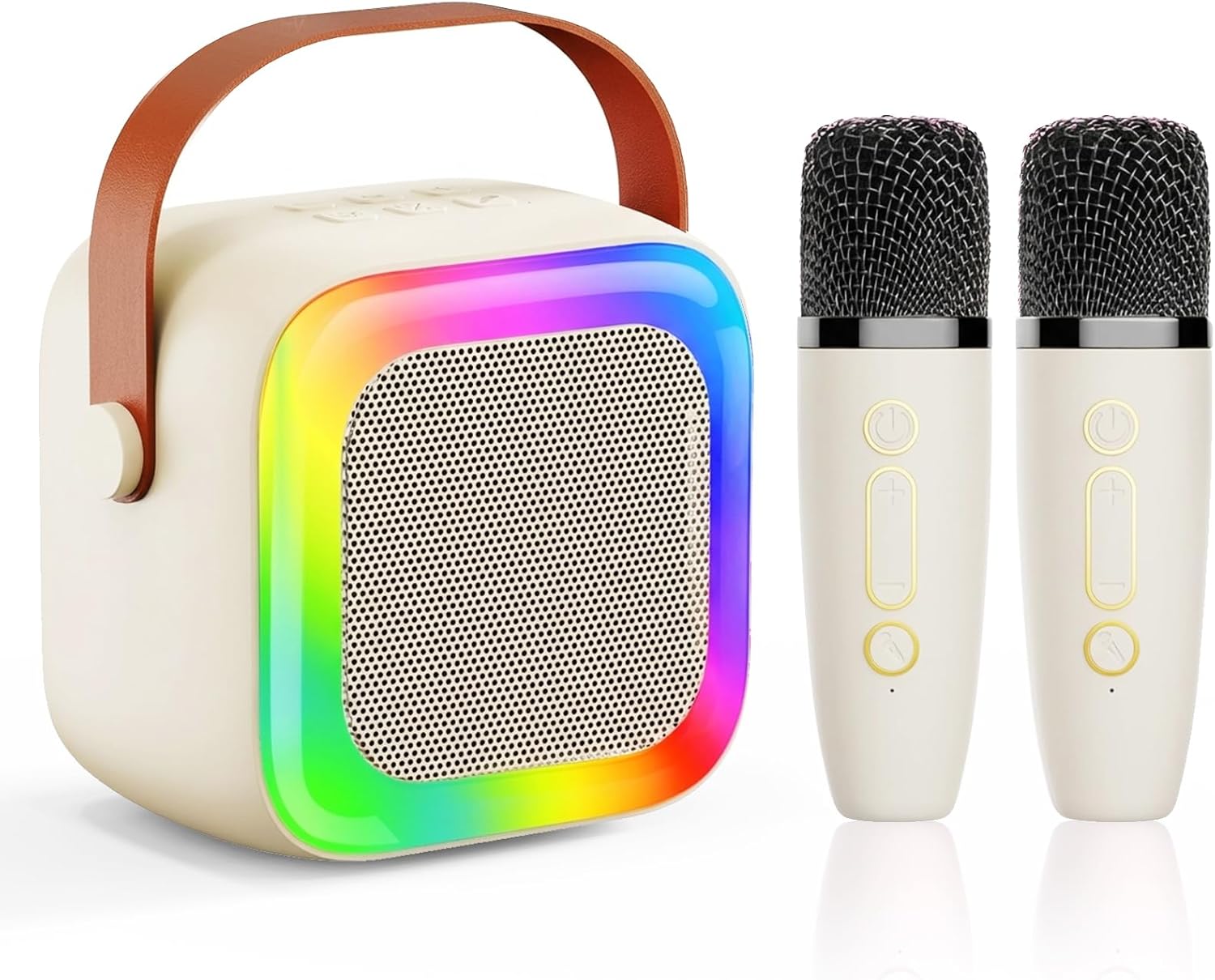 Portable Mini Karaoke Machine for Kids & Teens, Karaoke System with 2 Wireless Mics, Subwoofer Bass & LED Lights Set the Mood for Party & Home Use, Portable Karaoke Machine, Led Party Glow,back to school,back to school haul
