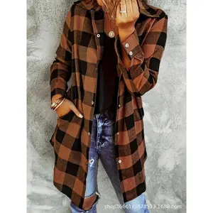 Flannel for Women Fall Fashion Long Sleeve Plaid Button Down Shirts Shacket Blouse Top with Pockets