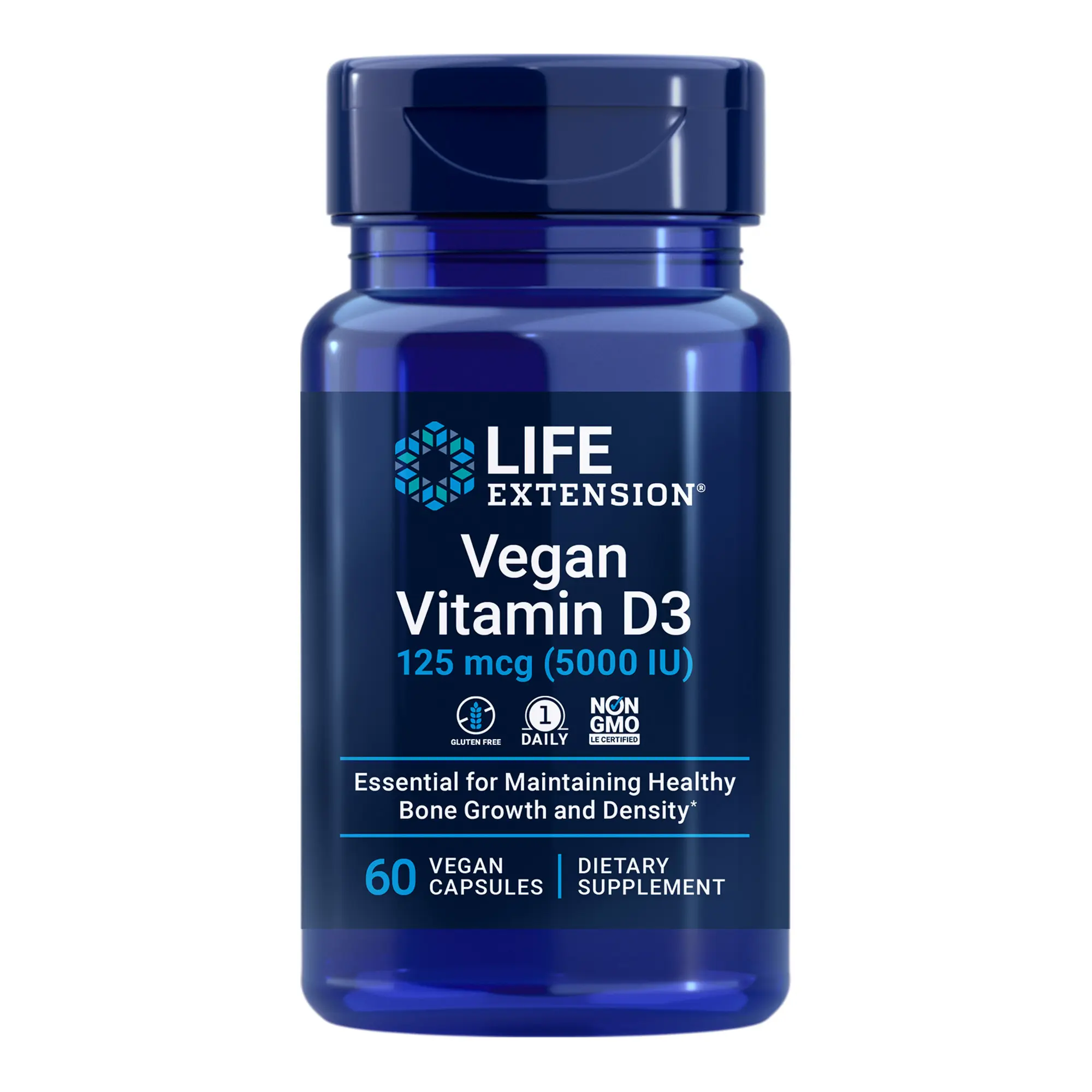 Life Extension Vegan Vitamin D3 125 MCG 5000 IU, 60 Vegan Capsules
