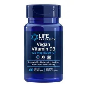 Life Extension Vegan Vitamin D3 125 MCG 5000 IU, 60 Vegan Capsules