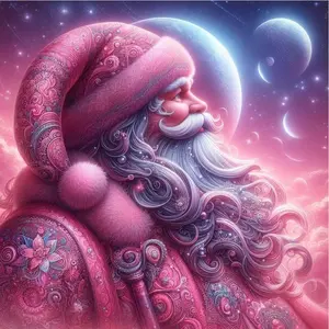 5D DIY Full Drill Round Diamond Painting - Diamond Art Kit, Diamond Painting Kits with Pink Patterns, Silver Long Hair, Dreamy Planet. Mosaic, Canvas - DIY Home Decor Painting, Wall Art, Suitable for Halloween, Christmas, Birthday, and Anniversary Gifts.