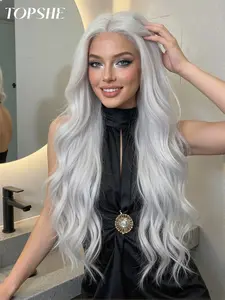 Topshe 3x6 Silk Lace Front Wig, 28 Inch Long Curly Hair, Natural Looking Parting, Realistic Fashion Style, All Seasons Wear, Deep Wavy Wigs